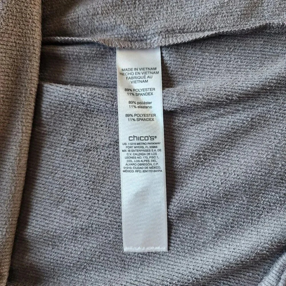New $64.95 Chico's Top Blouse Size 3 Gray Long Sleeve V-Neck Pullover - Picture 7 of 16